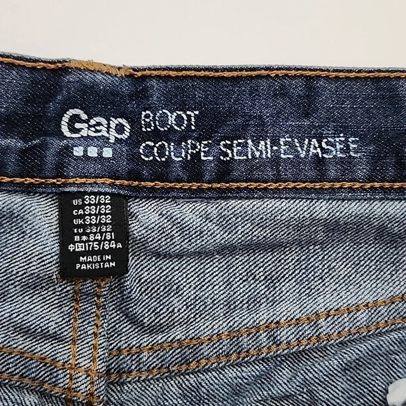 Gap 1969 Boot Cut Dark Wash Denim Blue Jeans Fade 100% Cotton Size 33/32 - Picture 10 of 15